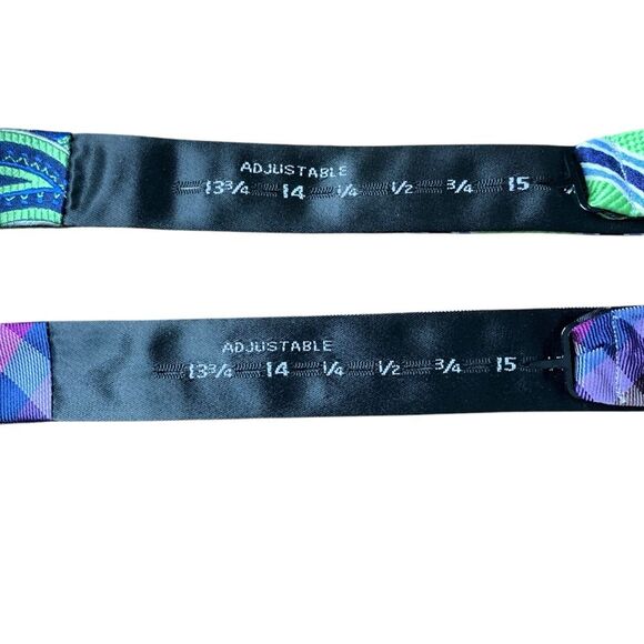 The Tie Bar Set of 2 Silk Bow Ties Men's Stain Resistant Adjustable Multi-Color - Picture 6 of 11